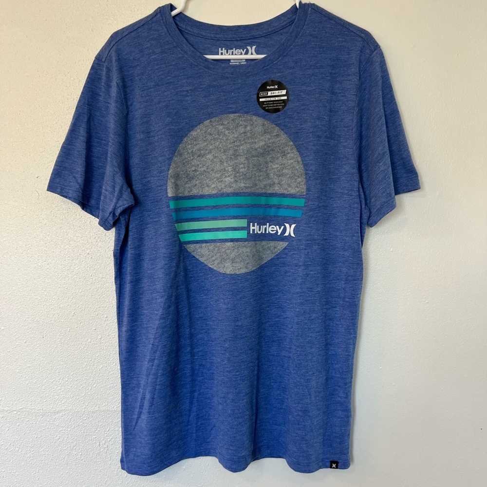 Hurley Mens Medium Premium Tee Heather Blue Nike Dri Fit Technology